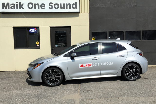 Toyota 2019 Corolla Hatch with professional window tint in North Bay